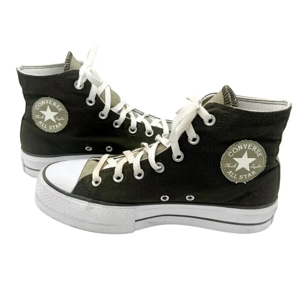 Converse Chuck Taylor Lift Platform High Top Olive Green Mens 6.5 Womens 8.5